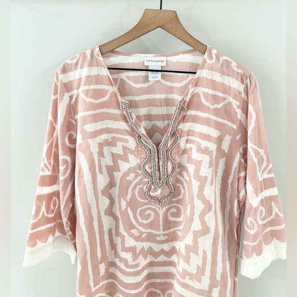 Soft Surroundings Beaded Swim Cover Up Pink Size Large - Picture 2 of 5